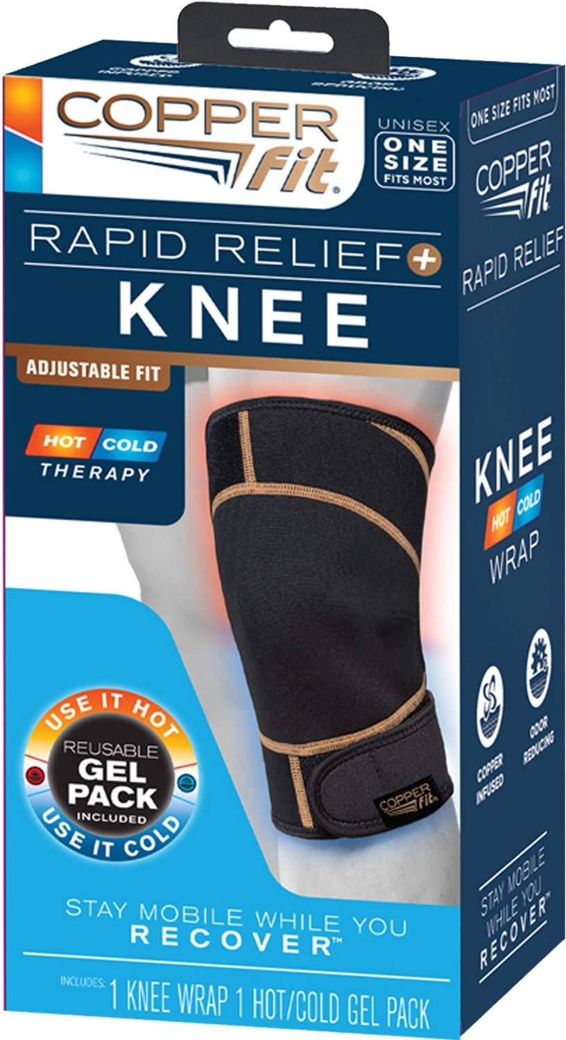 COPPER FIT Rapid Relief One Size Fits Most Copper Infused Adjustable Compression  Knee Wrap with Gel-Pack in Black CFRRKNW - The Home Depot