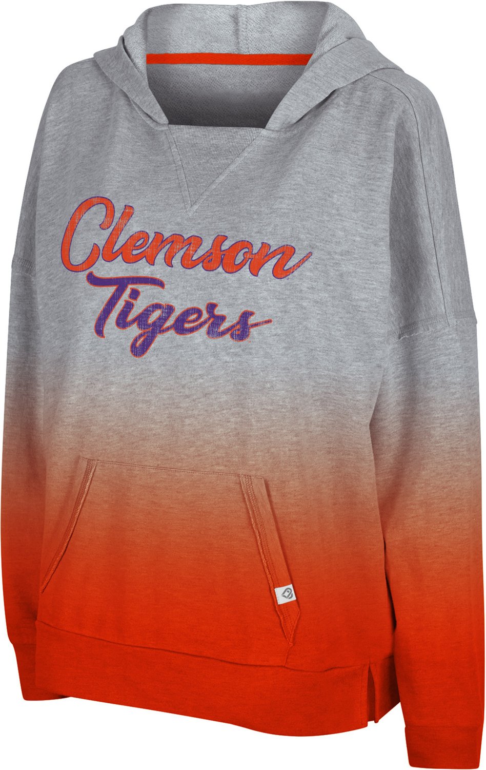 Colosseum Athletics Women's Clemson University On Wednesday Dip Dye Pullover Lightweight Hoodie