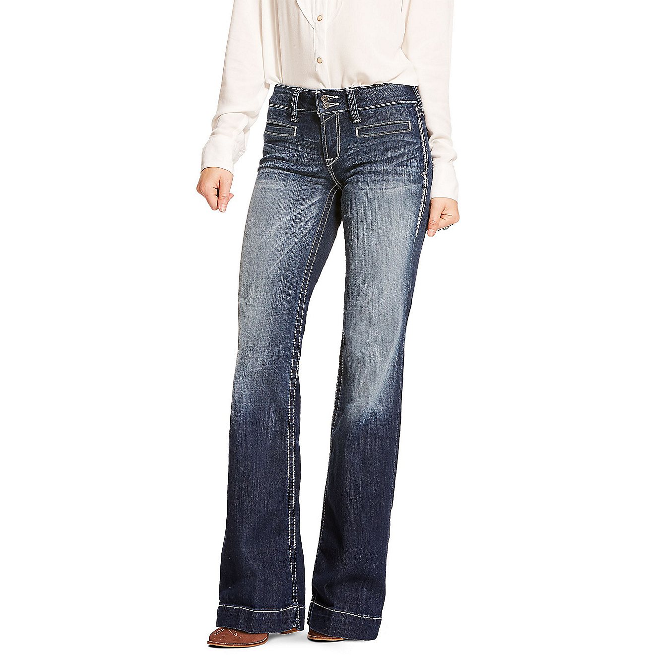 Ariat Women's Mid Rise Stretch Entwined Wide Leg Plus Size Jeans | Academy
