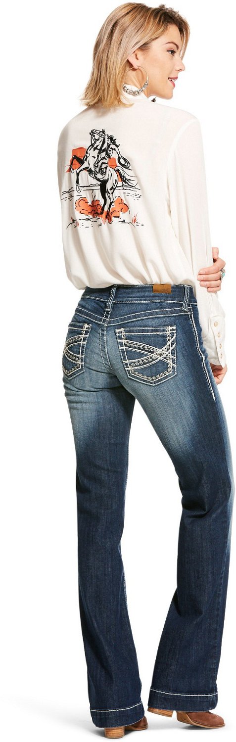 Ariat Women's Trouser Mid Rise Stretch Entwined Wide Leg Jeans - view number 2