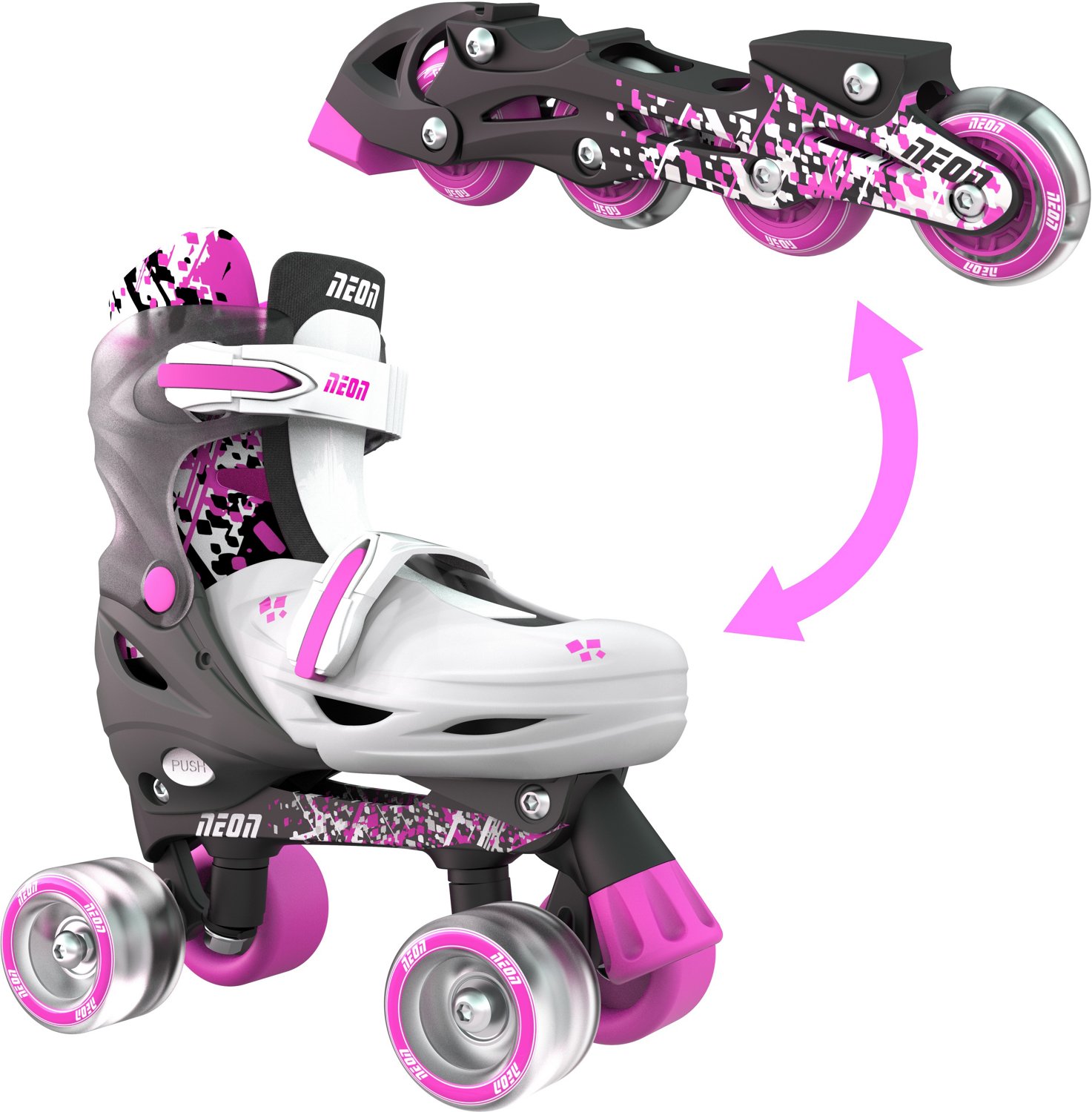 NEON Girls' Combo Inline and Quad Adjustable Light-Up Skates | Academy