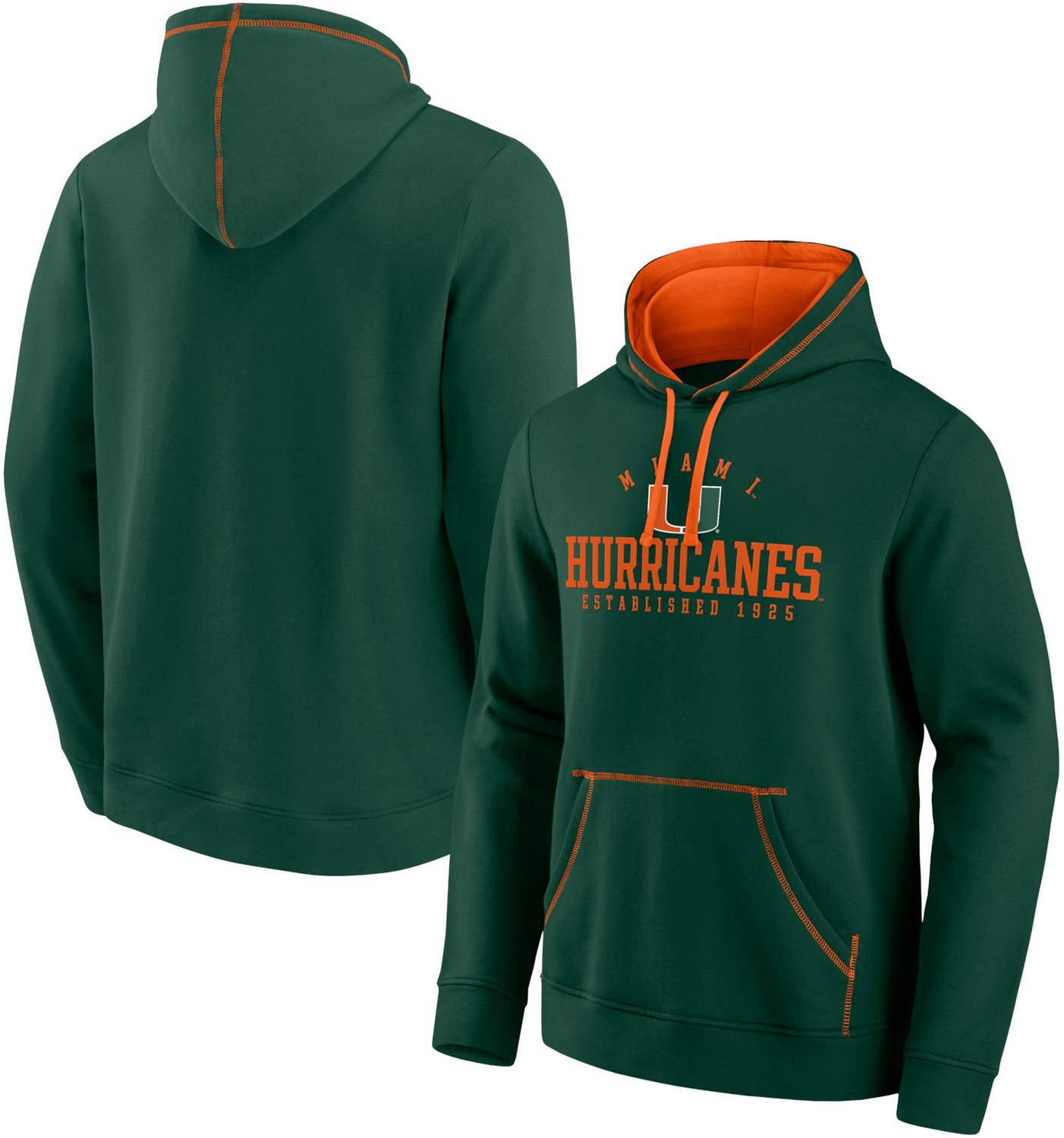 Fanatics Men's University of Miami Team Over Mascot Hoodie                                                                       - view number 1