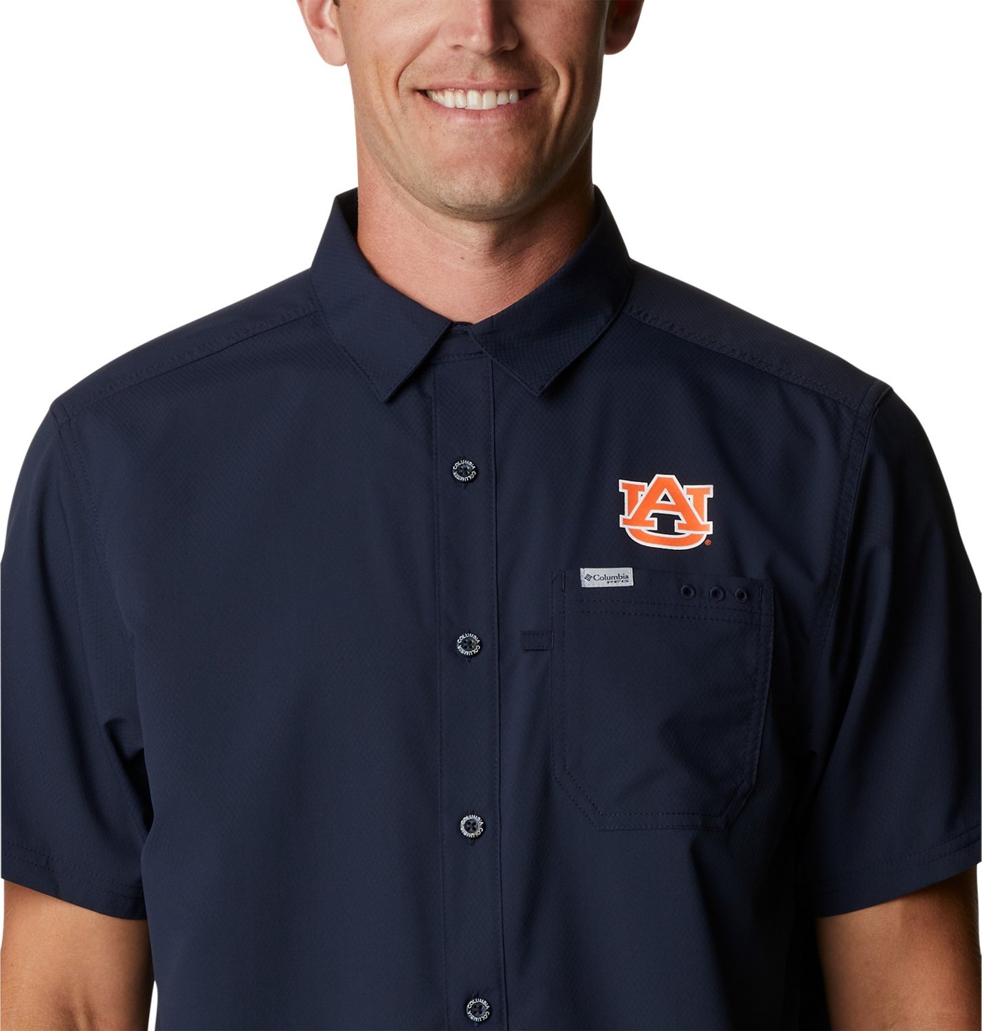 Columbia Sportswear Men's Auburn University Slack Tide Flag Camp Button Down Shirt                                               - view number 3