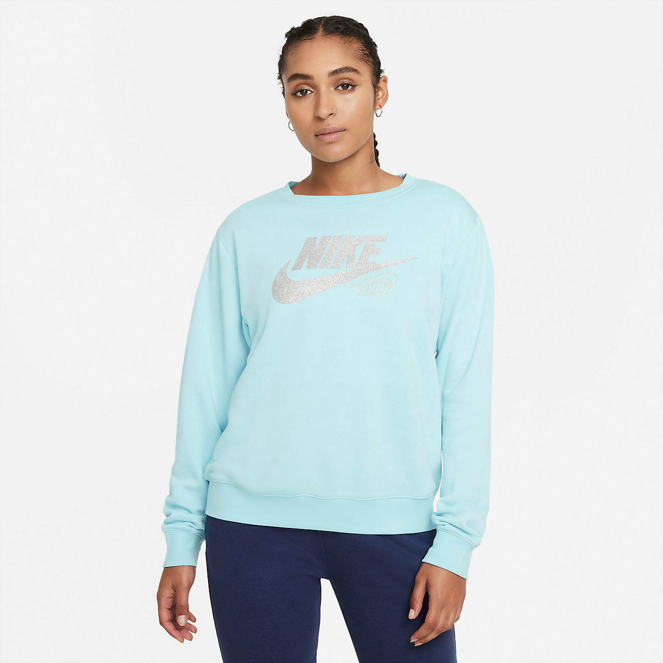 Nike Women's Club Fleece Glitter Crew Pullover | Academy
