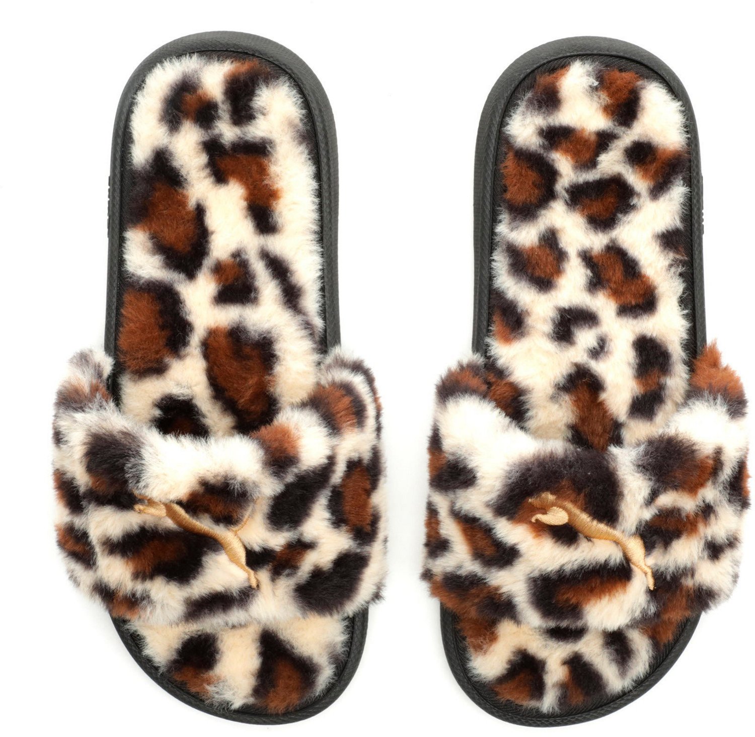PUMA Women's Leopard Fluffy Cool Cat Slides Academy