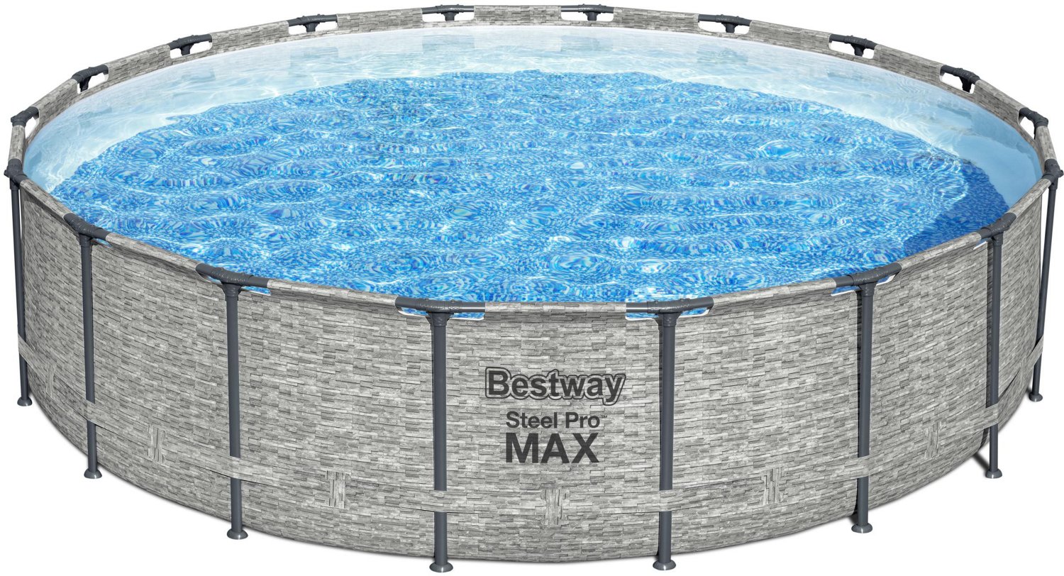 Bestway Power Steel 20 ft x 52 in Round Metal Frame Pool