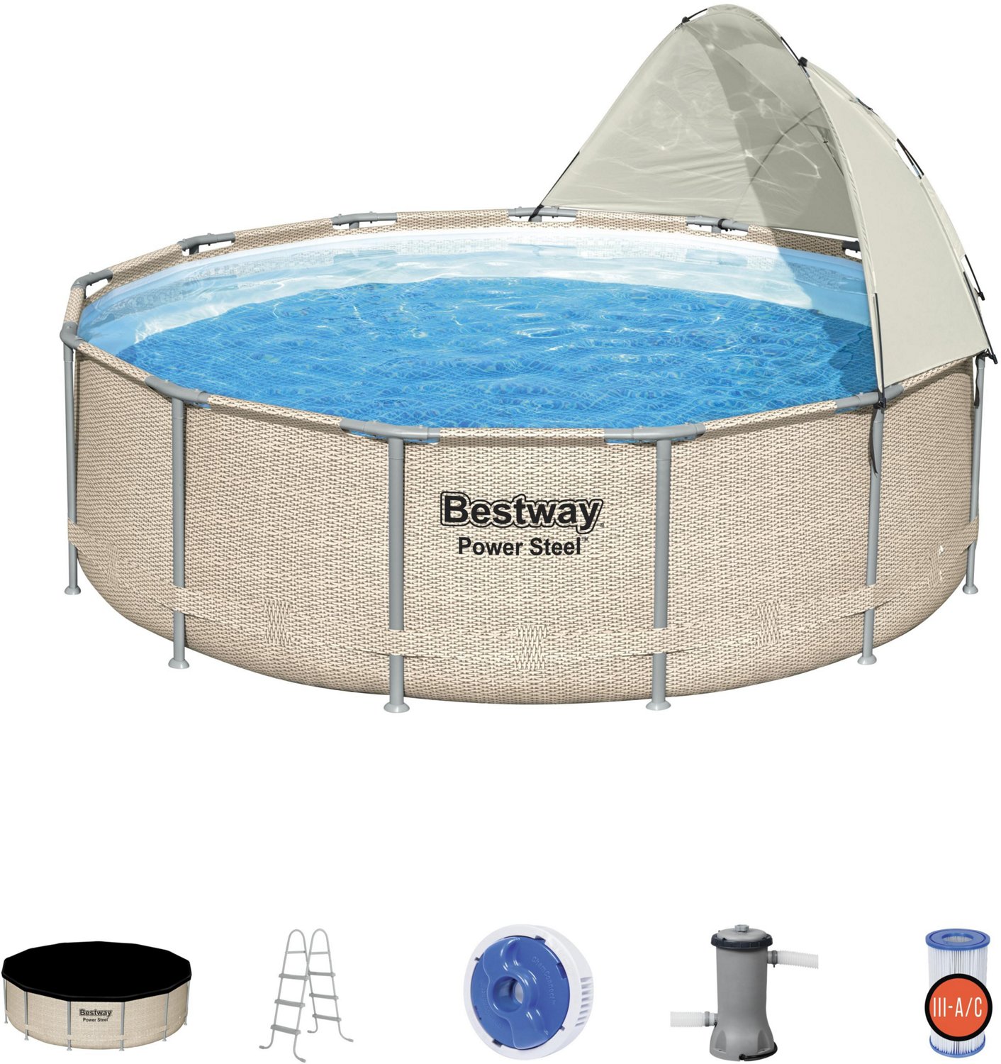 Bestway Power Steel 13 ft x 42 in Round Canopy Pool Set                                                                          - view number 2