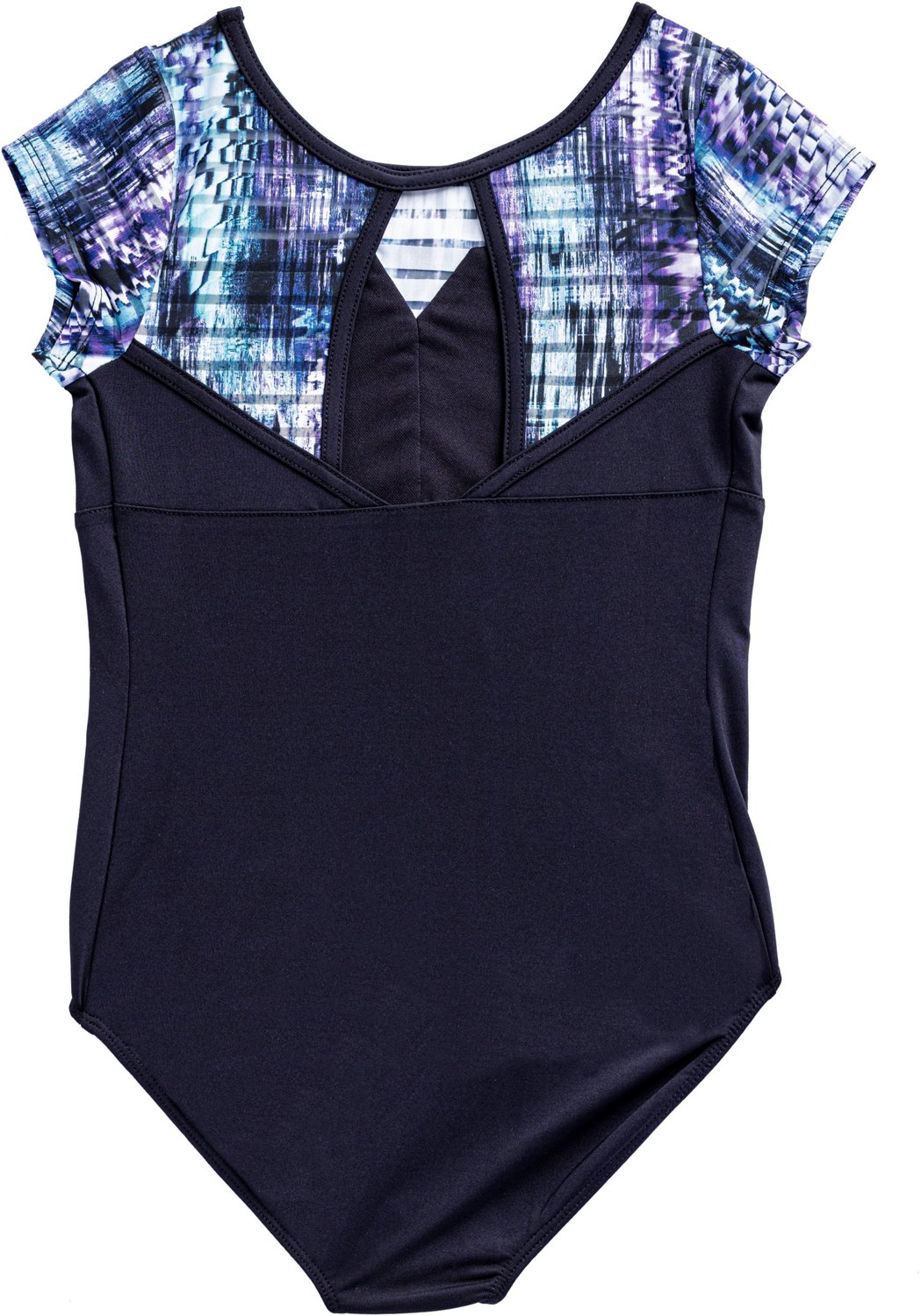 Rainbeau Moves Girls' Seismic Waves Stripe Short Sleeve Mesh Leotard - view number 2