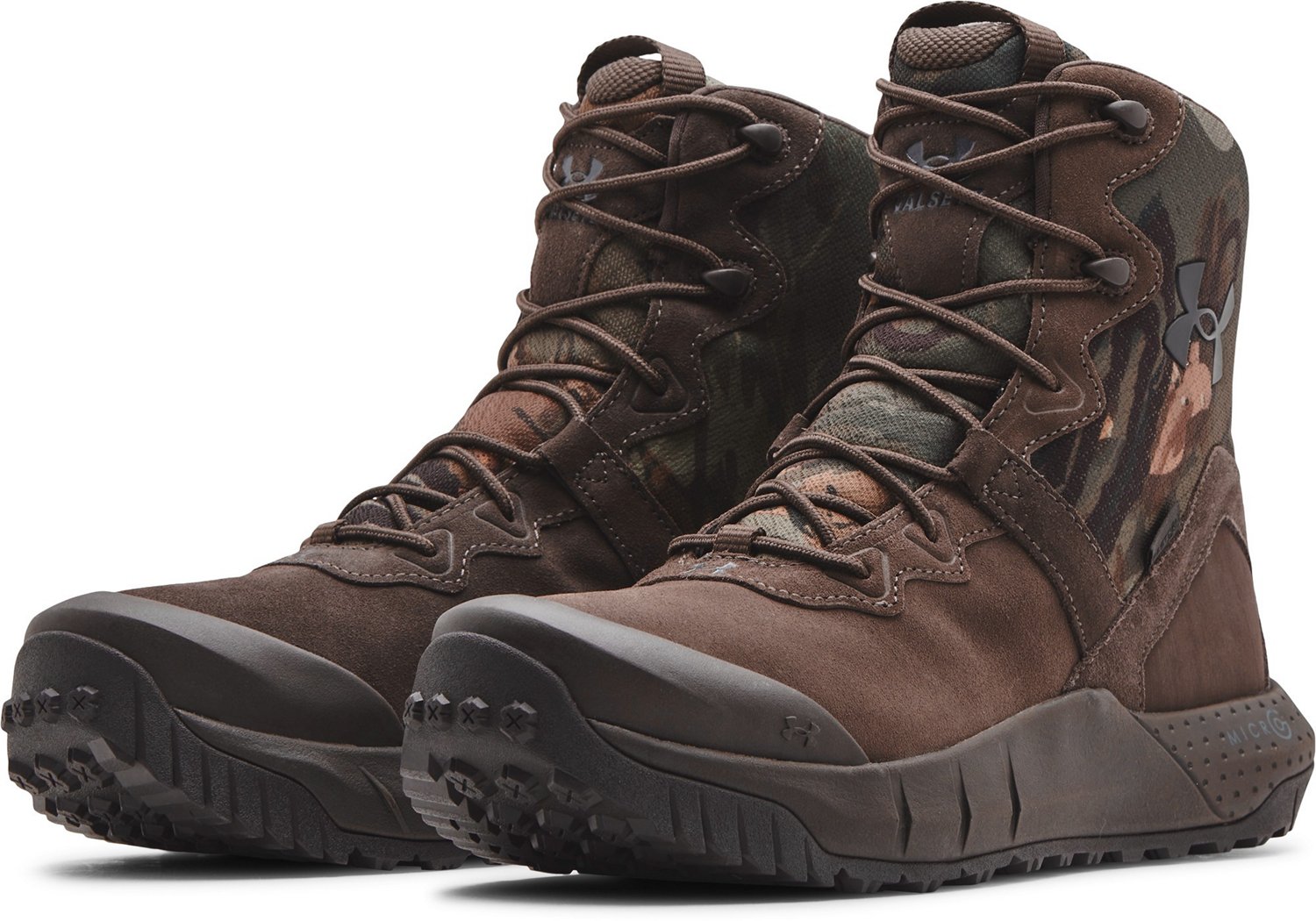 Under Armour Men's Micro G Valsetz Leather Waterproof Camo Tactical Boots Academy