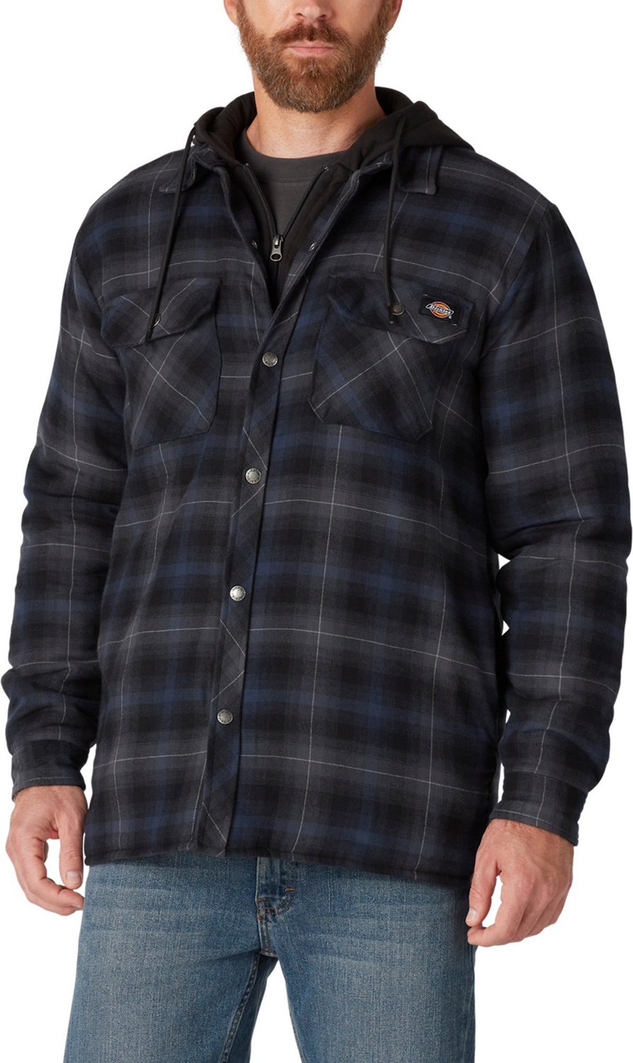 Dickies Men's Hydroshield Hooded Flannel Shirt Jacket | Academy