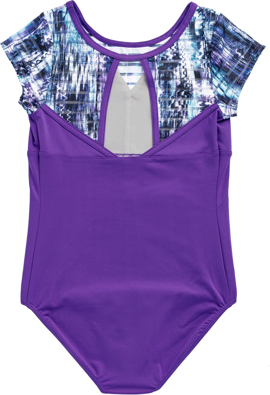 Rainbeau Moves Girls' Seismic Waves Stripe Short Sleeve Mesh Leotard - view number 2