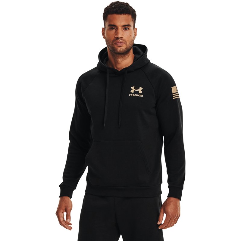 Under Armour Men's New Freedom Flag Graphic Hoodie Black, Large - Men's Longsleeve Outdoor Tops at Academy Sports product image