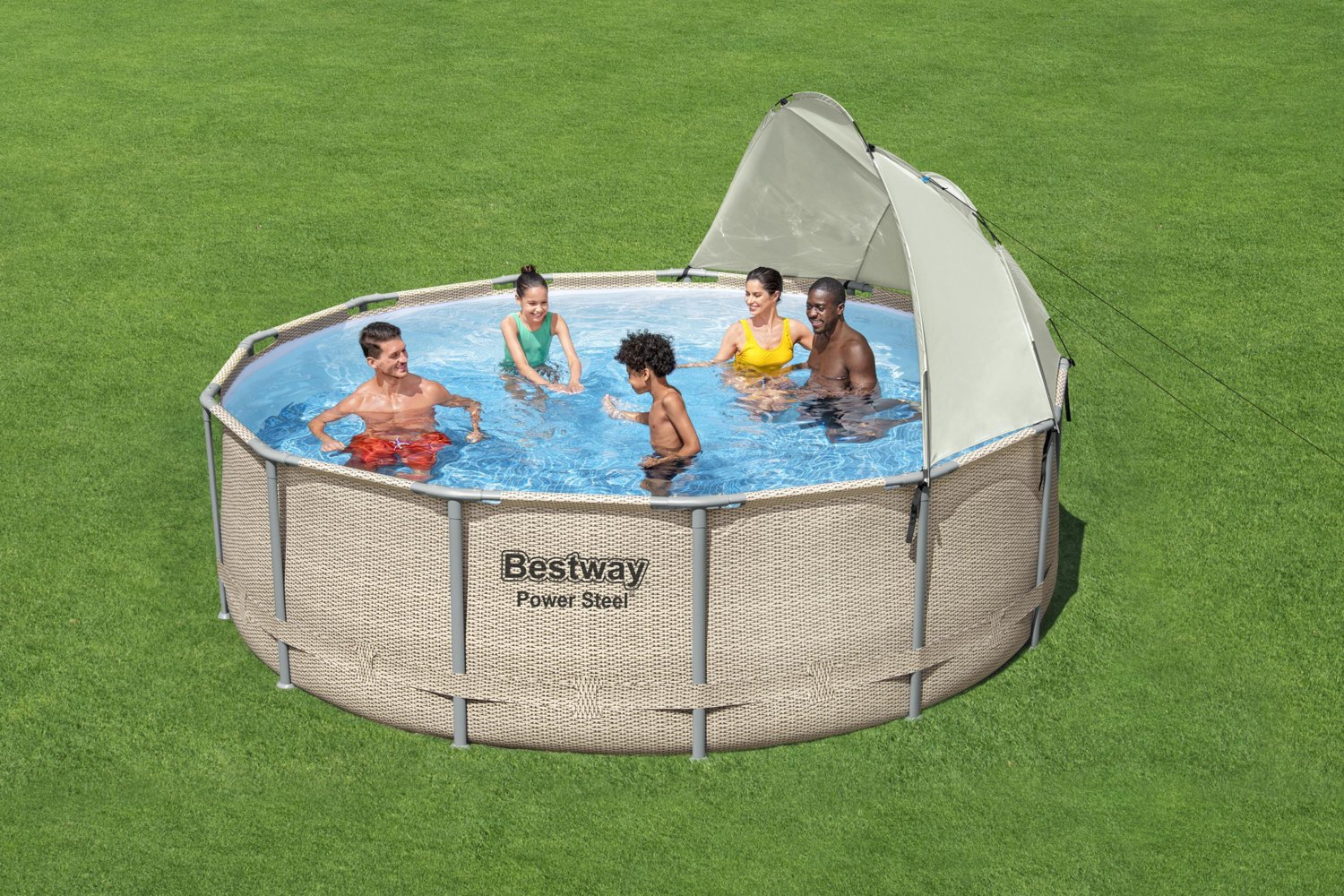 Bestway Power Steel 13 ft x 42 in Round Canopy Pool Set Academy