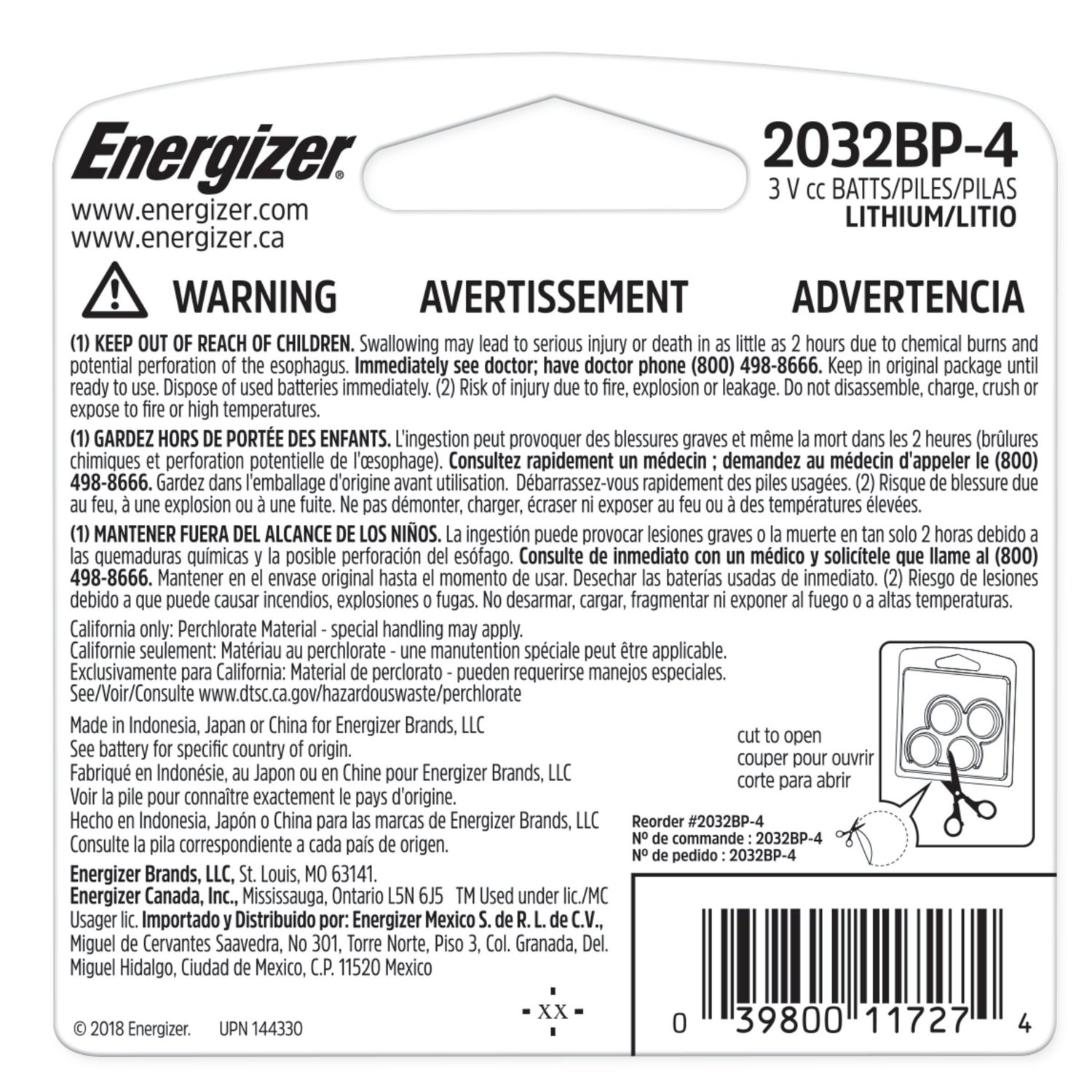   Basics 4-Pack CR2032 Lithium Coin Cell Battery, 3 Volt,  Long Lasting Power, Mercury-Free : Health & Household