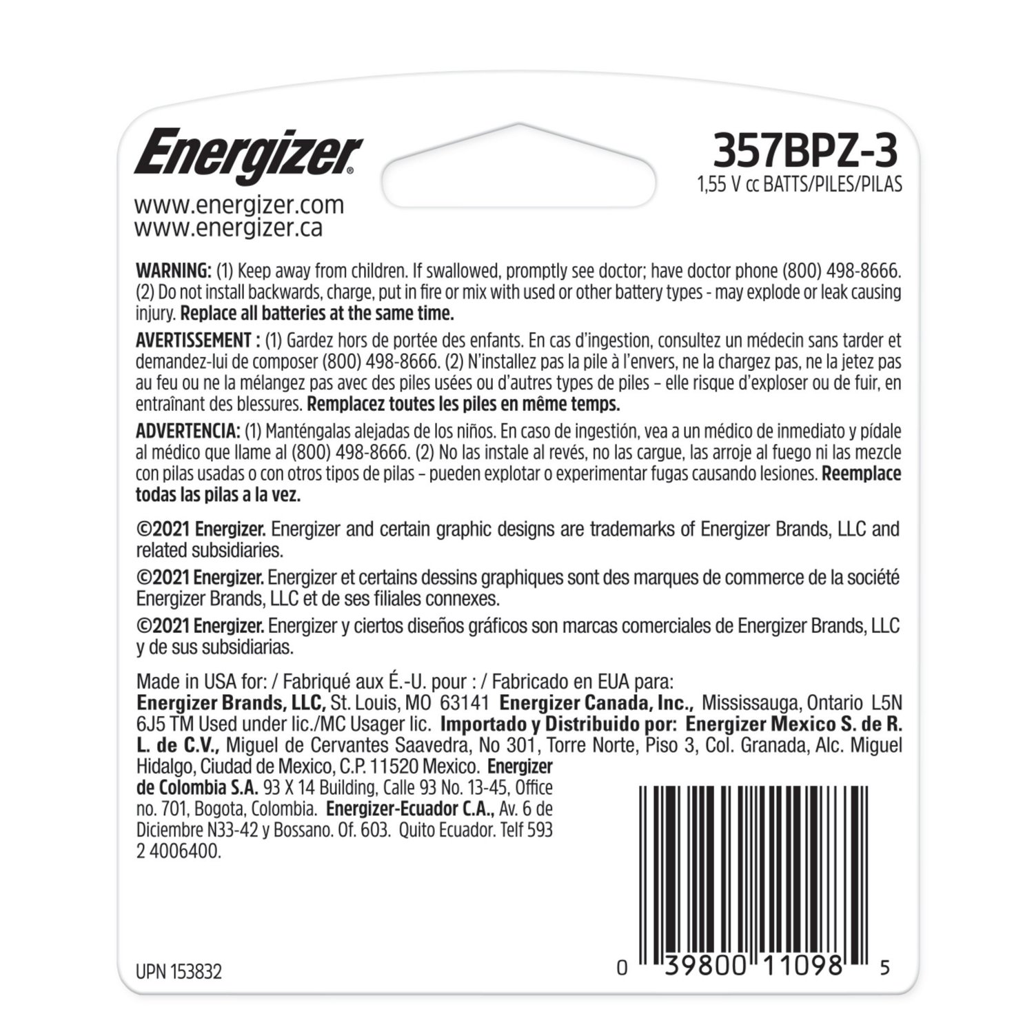 Energizer® 1.5V Silver Oxide Batteries 3-Pack - view number 2