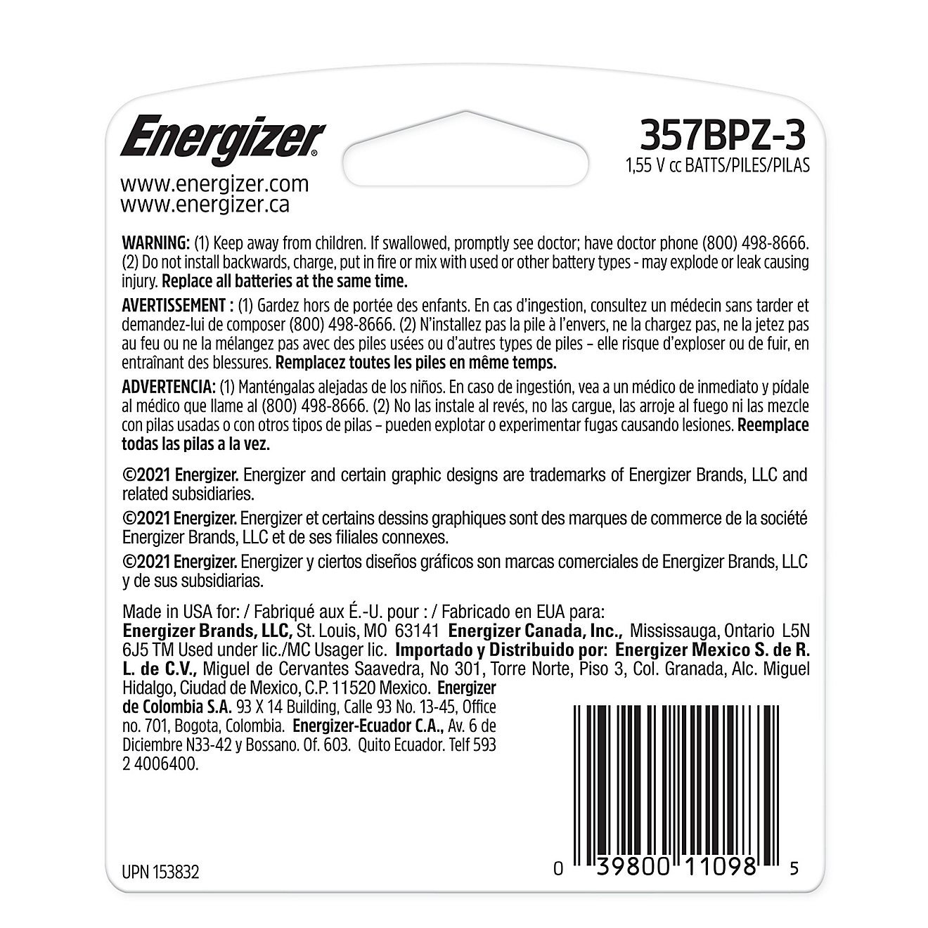 Energizer® 1.5V Silver Oxide Batteries 3-Pack                                                                                   - view number 2