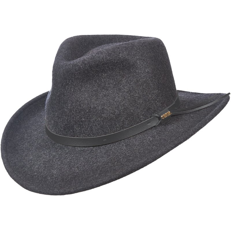 Scala Men's Anchorage Heathered Wool Felt Safari Hat Charcoal, Medium - Men's Hunting/Fishing Headwear at Academy Sports