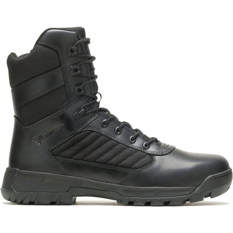 Military/Tactical Boot, All Leather Upper, Rubber Outsole, Plain Toe, Side Zipper, Black, 9-1/2 M
