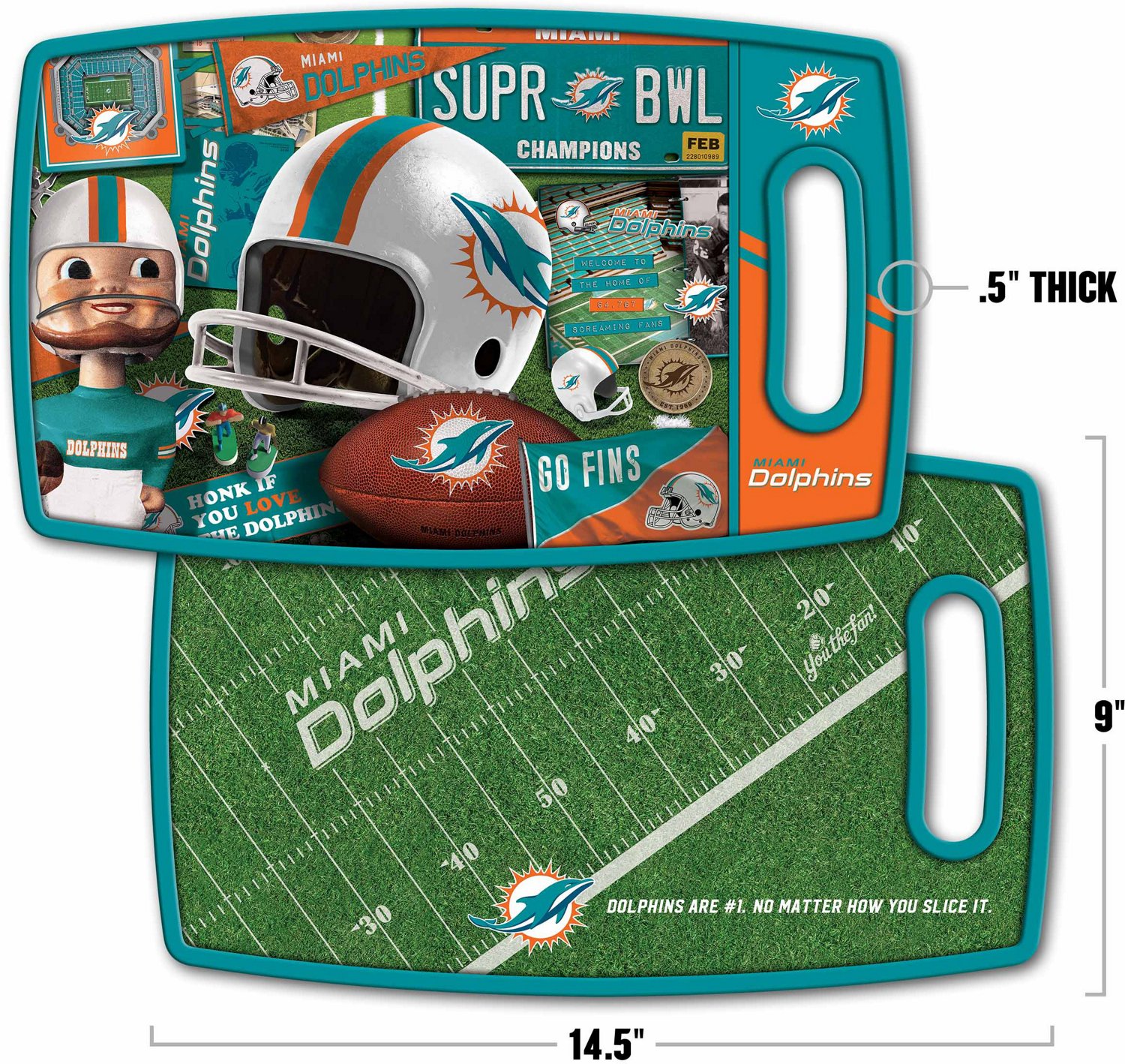 YouTheFan Miami Dolphins Retro Series Cutting Board                                                                              - view number 2