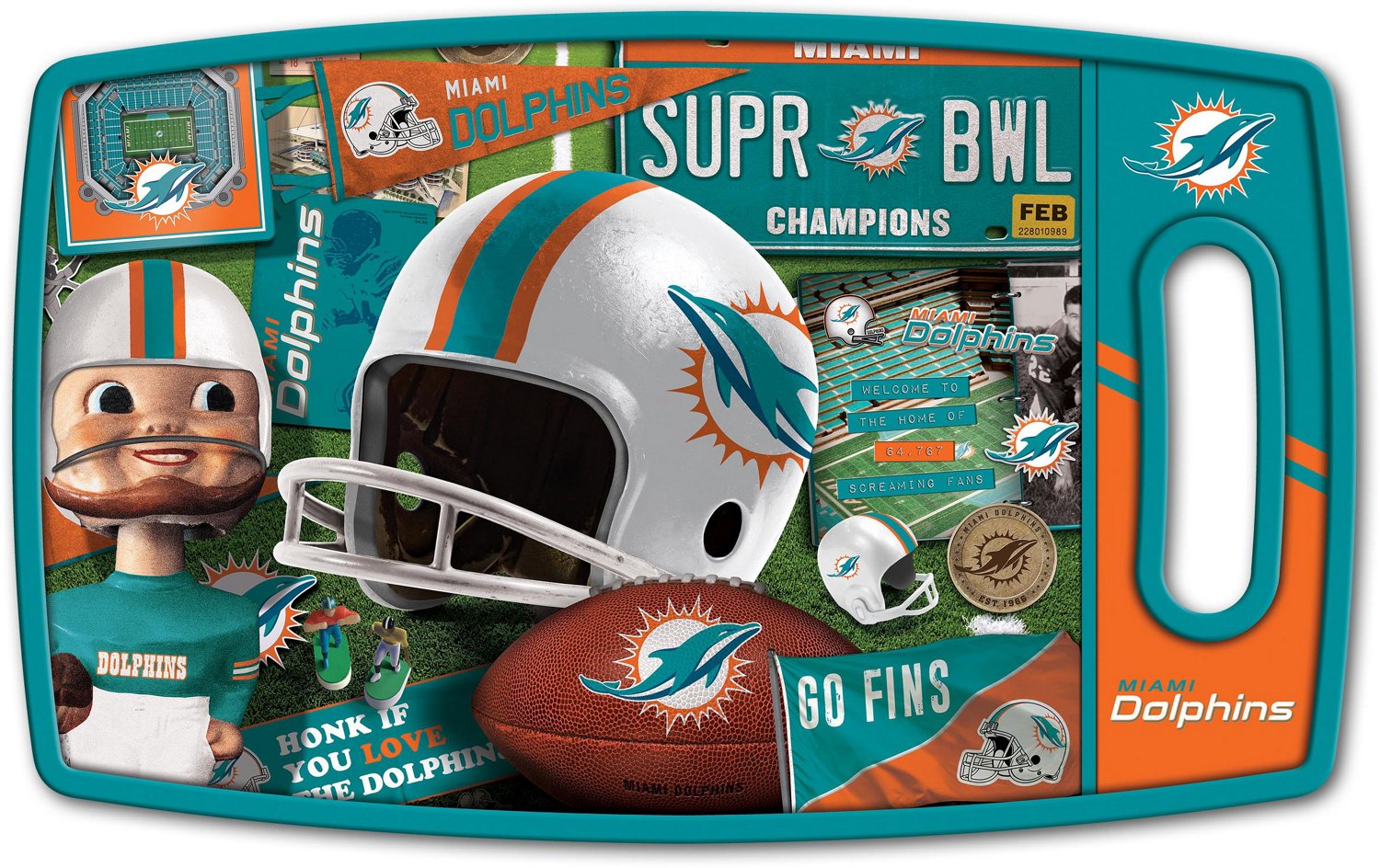 YouTheFan Miami Dolphins Retro Series Cutting Board                                                                              - view number 1