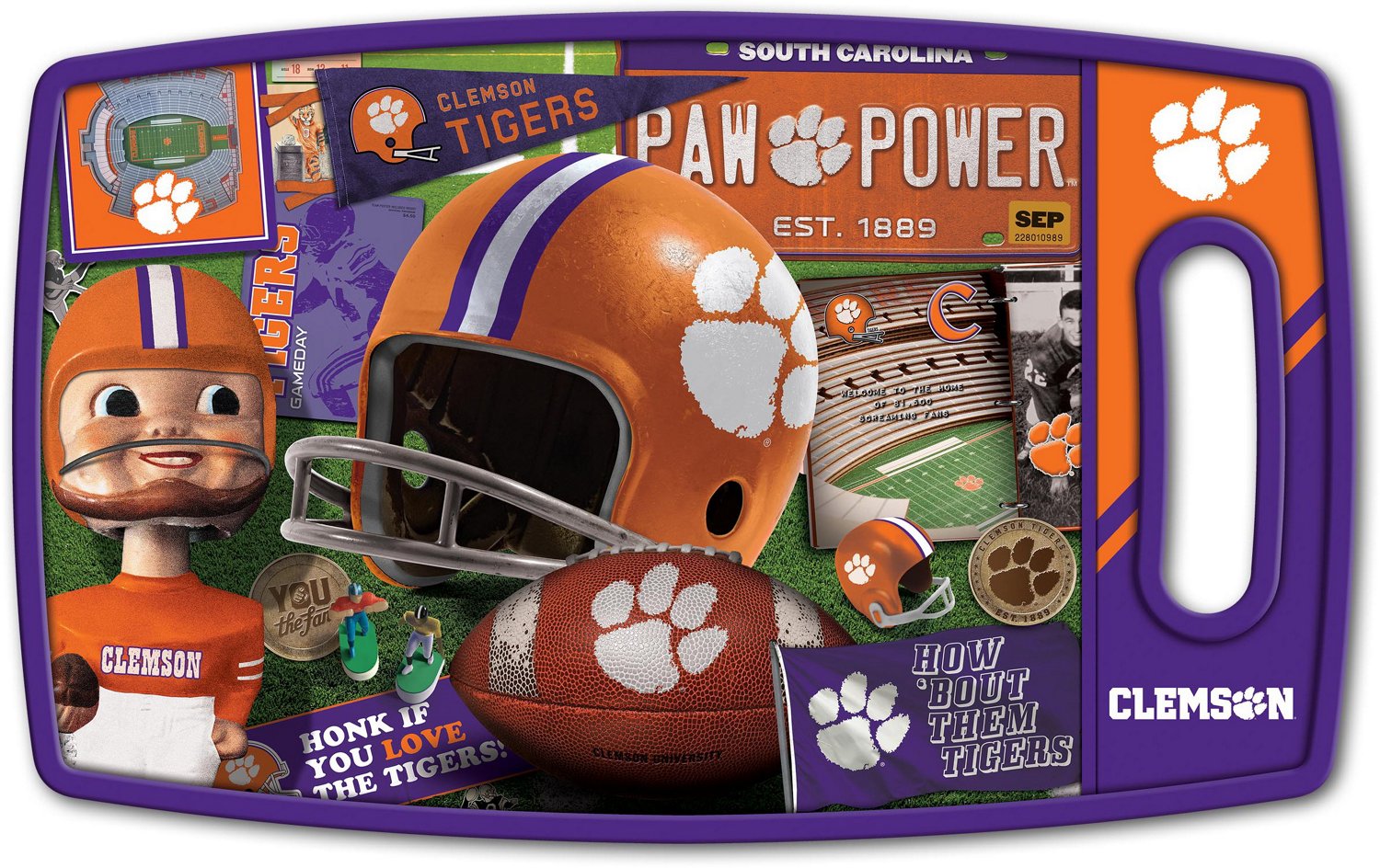 YouTheFan Clemson University Retro Series Cutting Board