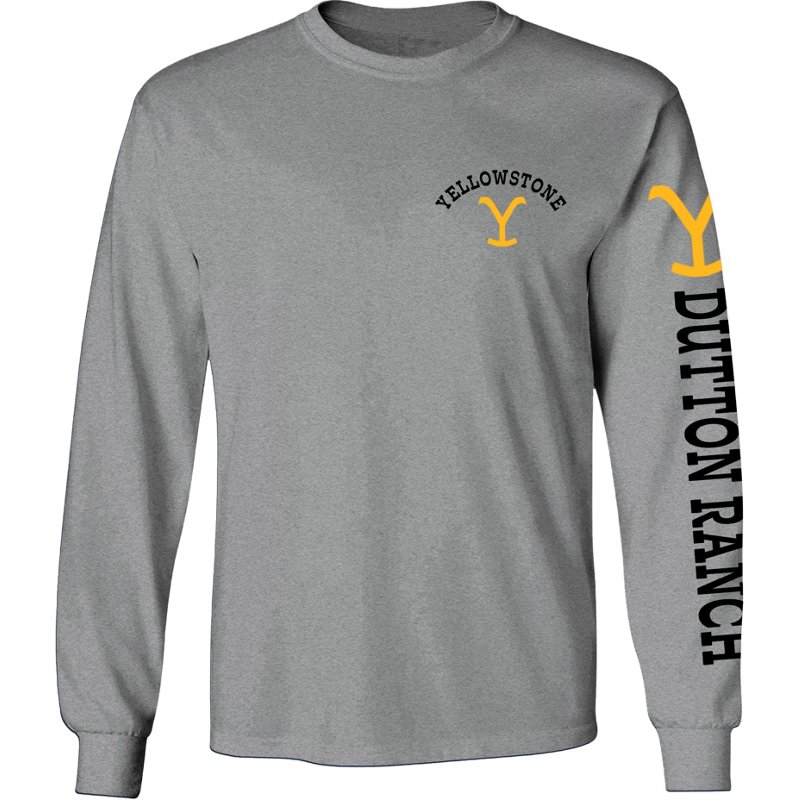 Yellowstone Men's Y Dutton Long Sleeve Graphic T-Shirt Gray, Large - Men's Outdoor Graphic Tees at Academy Sports product image