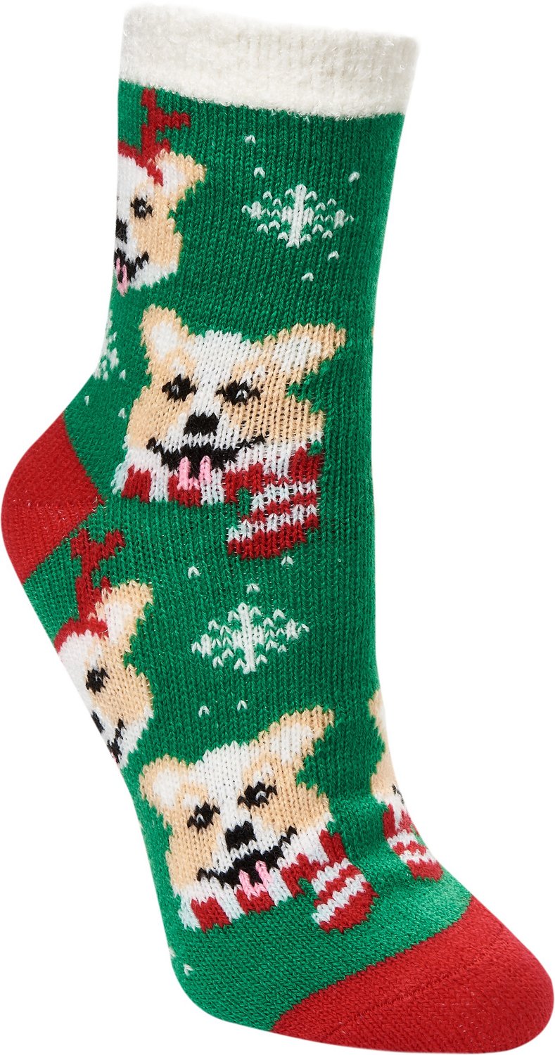Magellan Outdoors Women's Lodge Festive Corgis Crew Socks