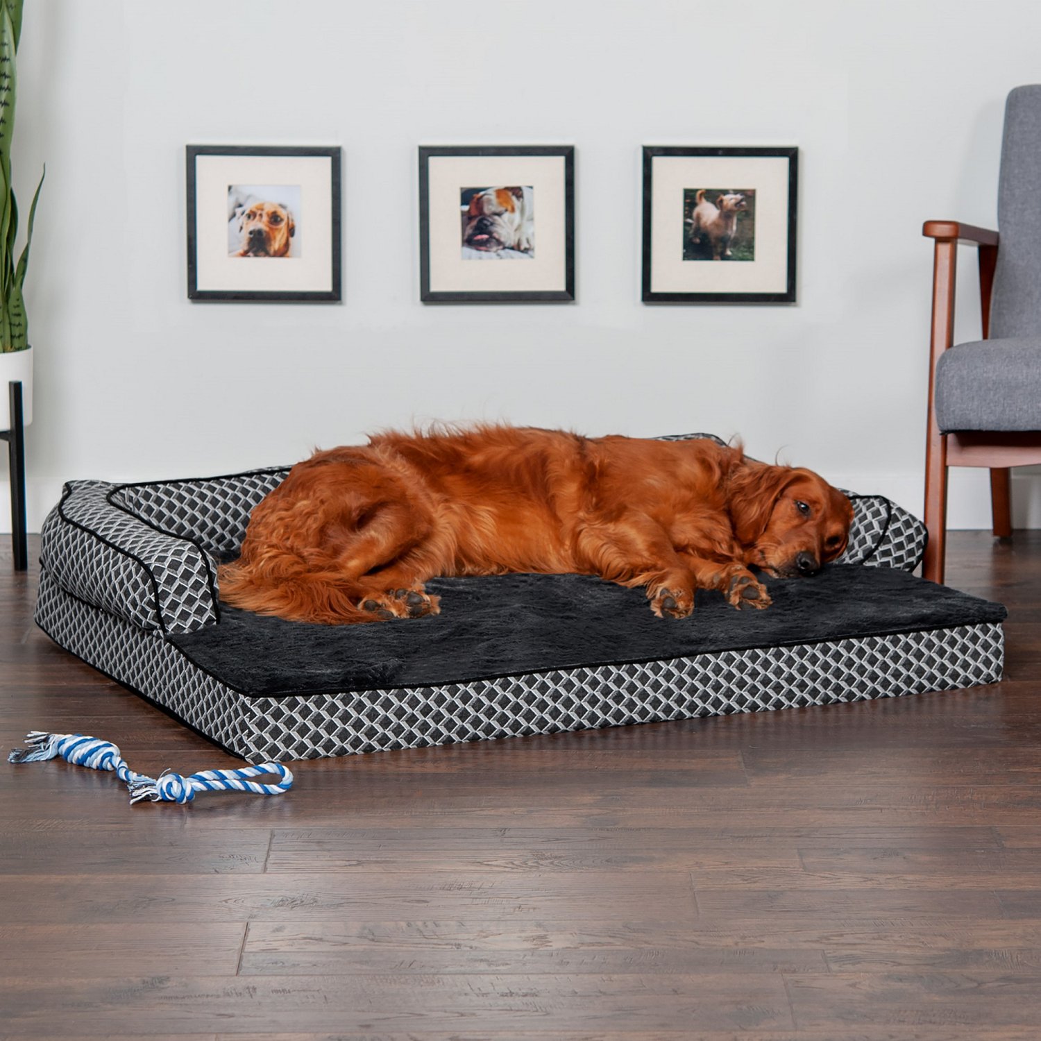 FurHaven Plush Decor Comfy Couch Orthopedic Jumbo Sofa Pet Bed - view number 3