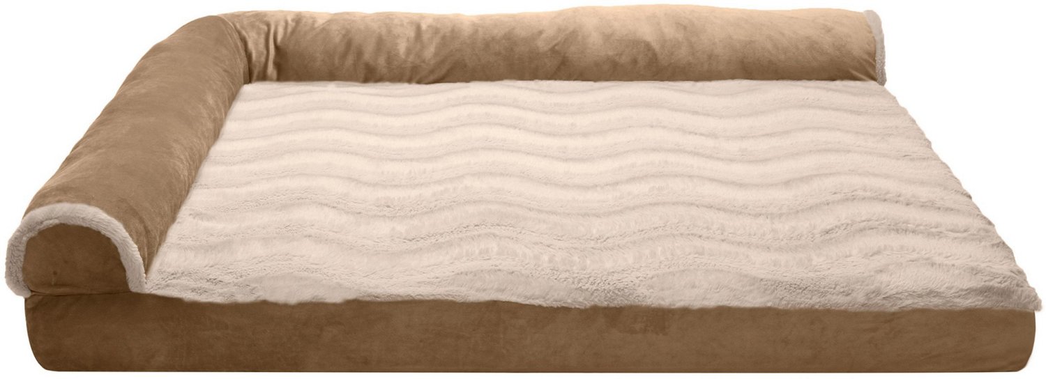 FurHaven Deluxe Wave Fur Chaise Lounge Jumbo Pet Bed Academy