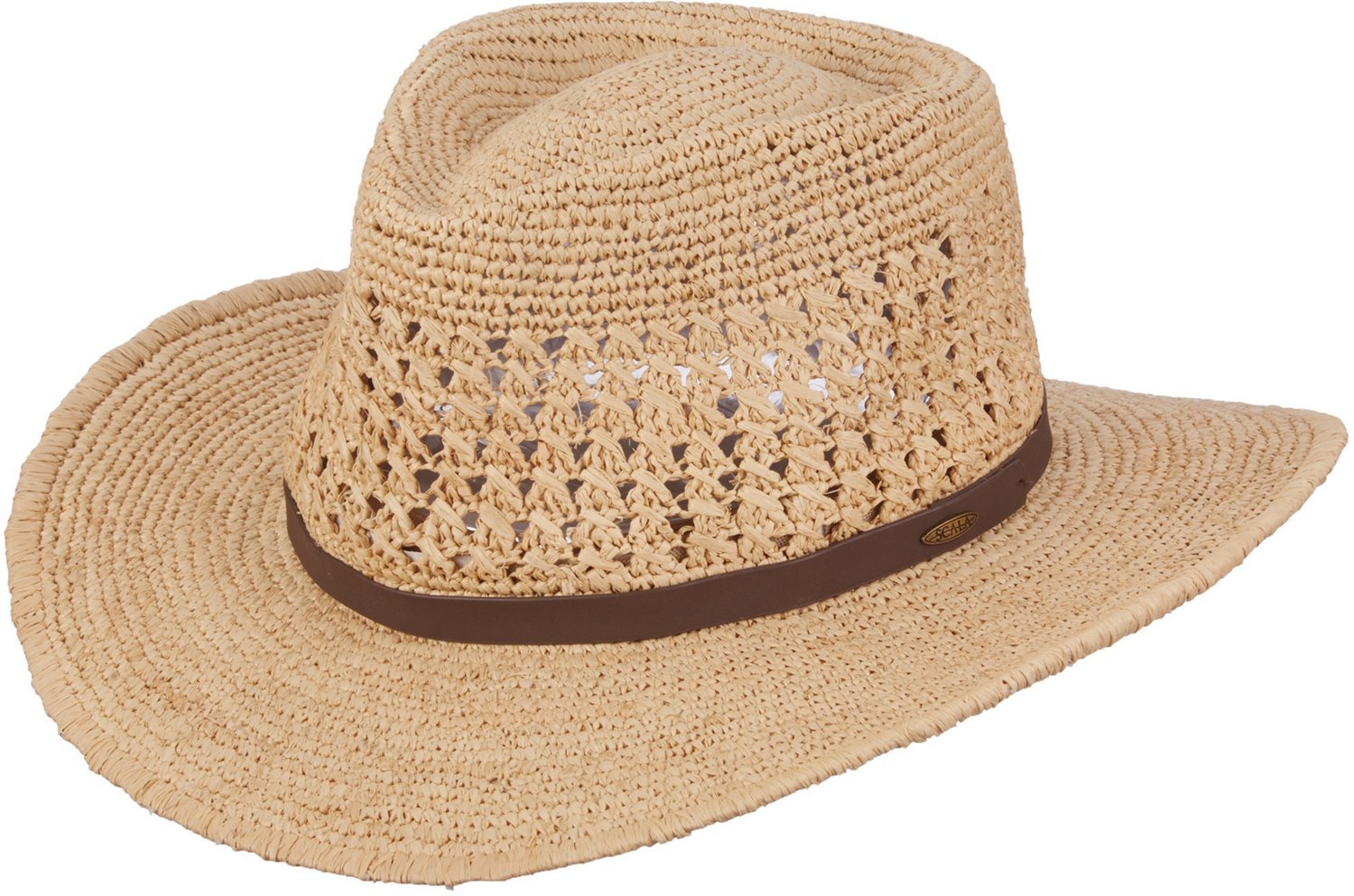 Men's Raffia Hat  Outback Outdoor Hat with Leather Band