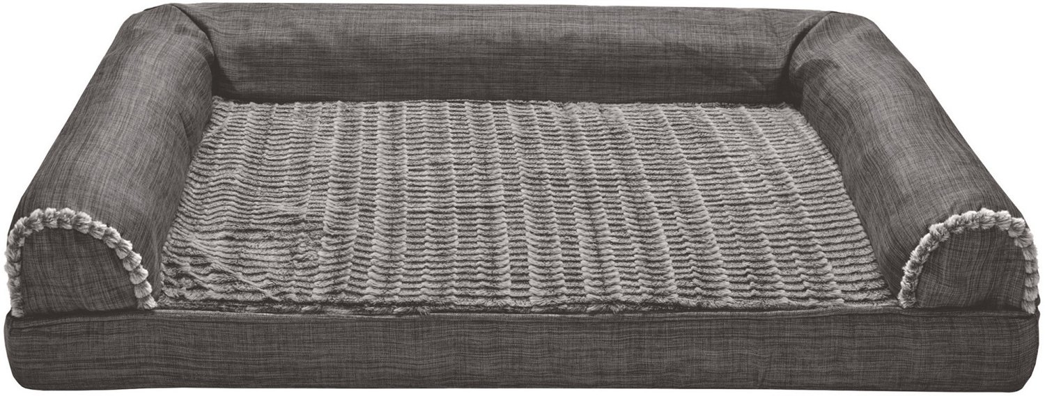 FurHaven Orthopedic Luxe Fur and Linen Large Sofa Pet Bed