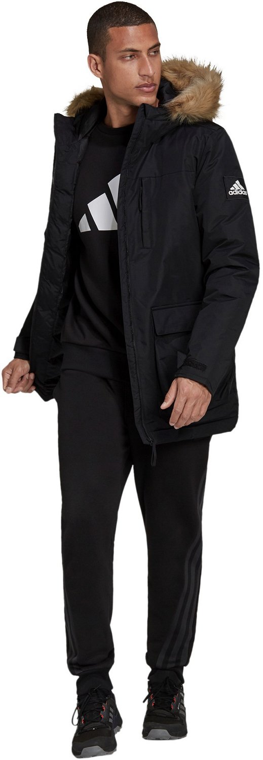 Adidas men's icon on sale parka utility black