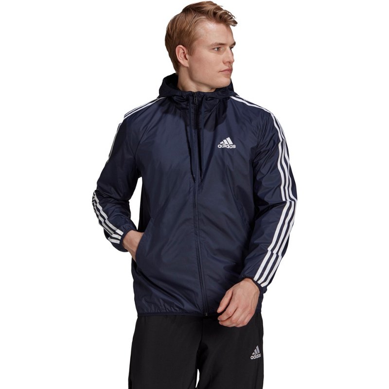 adidas Men's PG Essentials 3S Windbreaker Jacket Navy Blue, Small - Men's Athletic Jackets at Academy Sports product image