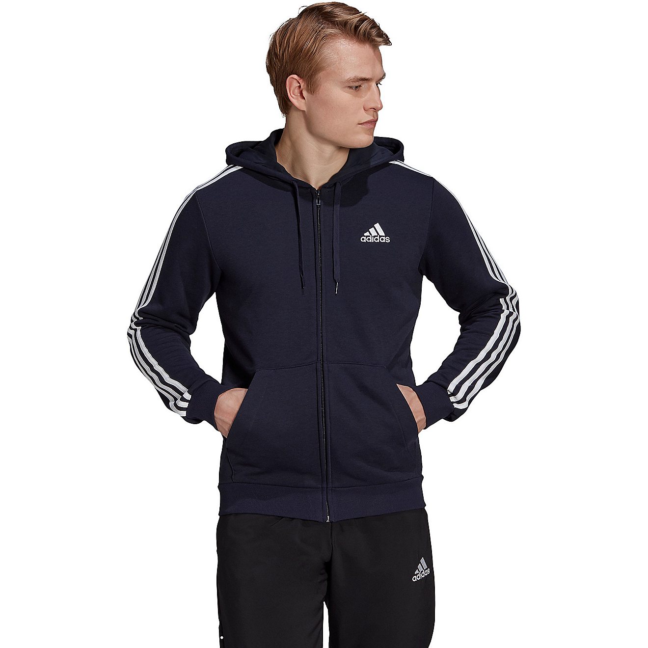 adidas Men's Essentials French Terry 3S Full Zip Hoodie                                                                          - view number 1