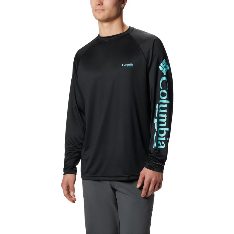 Columbia Sportswear Men's Terminal Tackle Long Sleeve T-Shirt Black/Gulf Stream, Medium - Men's Fishing Tops at Academy Sports