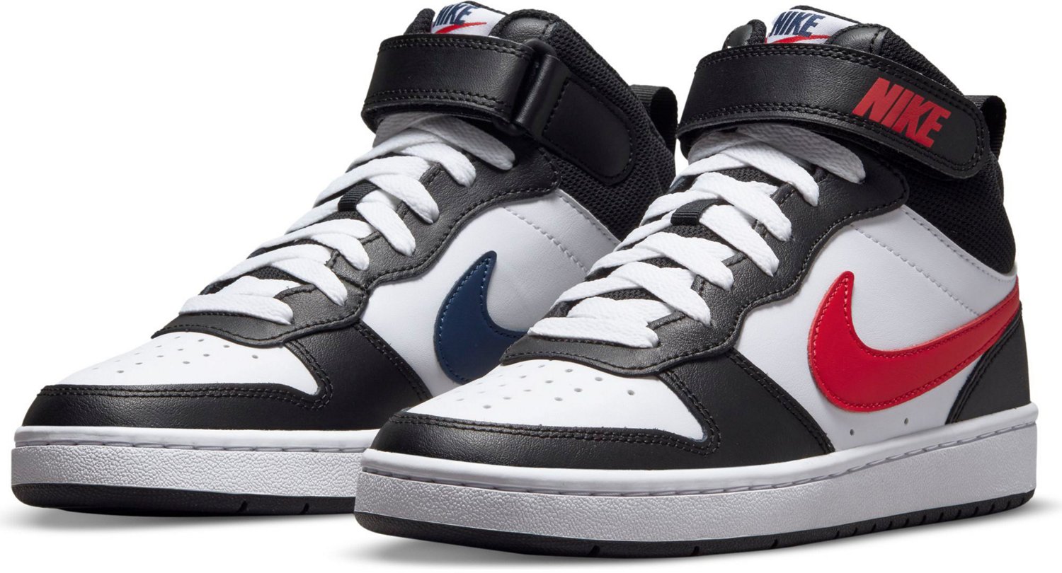 Nike Kids' Court Borough 2 Swoosh Mid Grade School Basketball Shoes