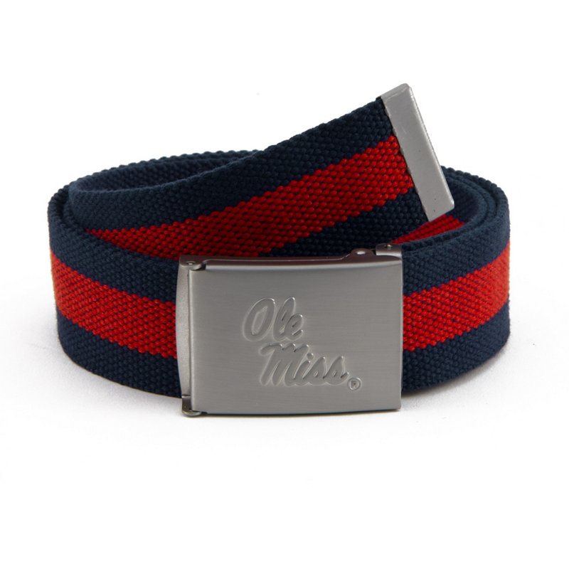 Eagles Wings Ole Miss Rebels Fabric Belt, Men's, Silver