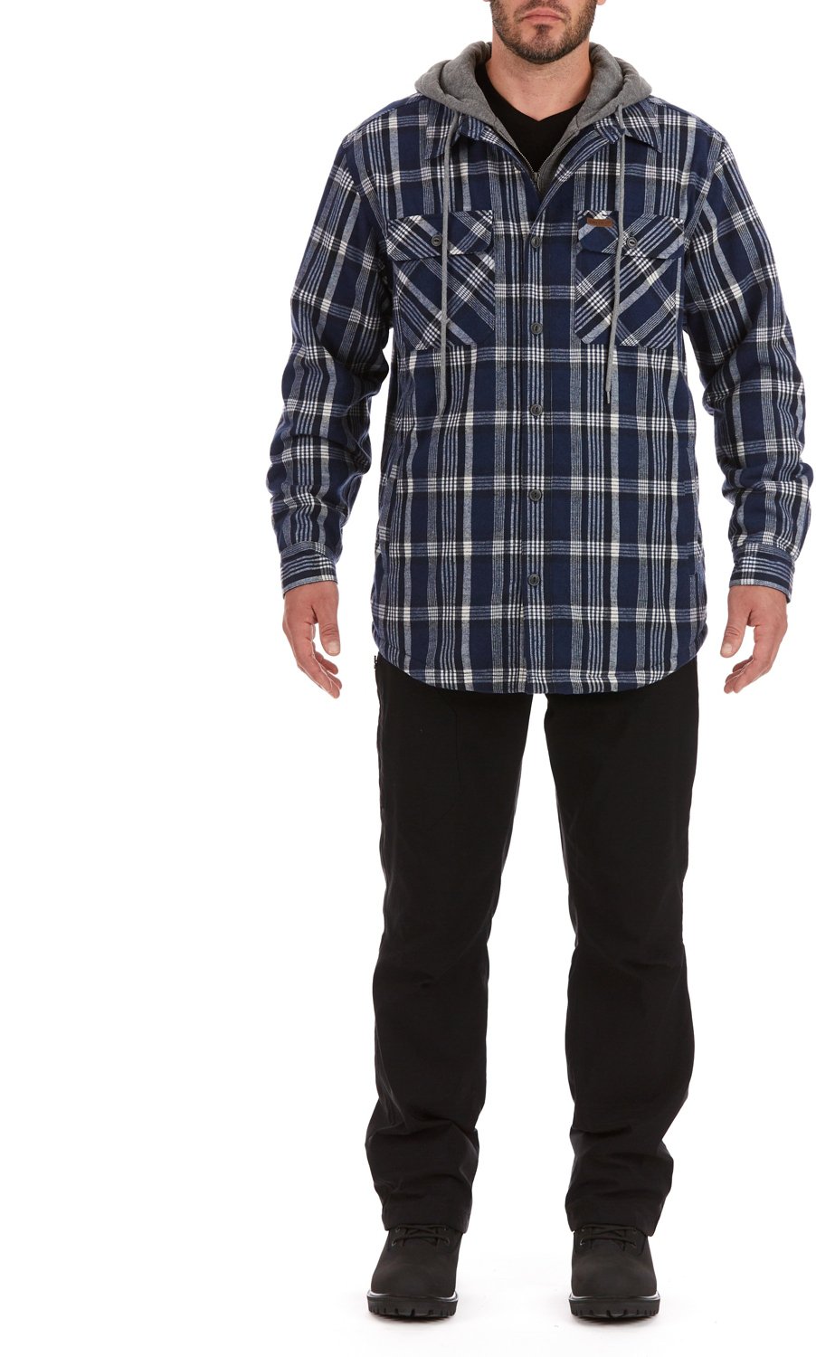 Smith's Workwear Men's Sherpa Lined Flannel Hooded Shirt Jacket                                                                  - view number 5
