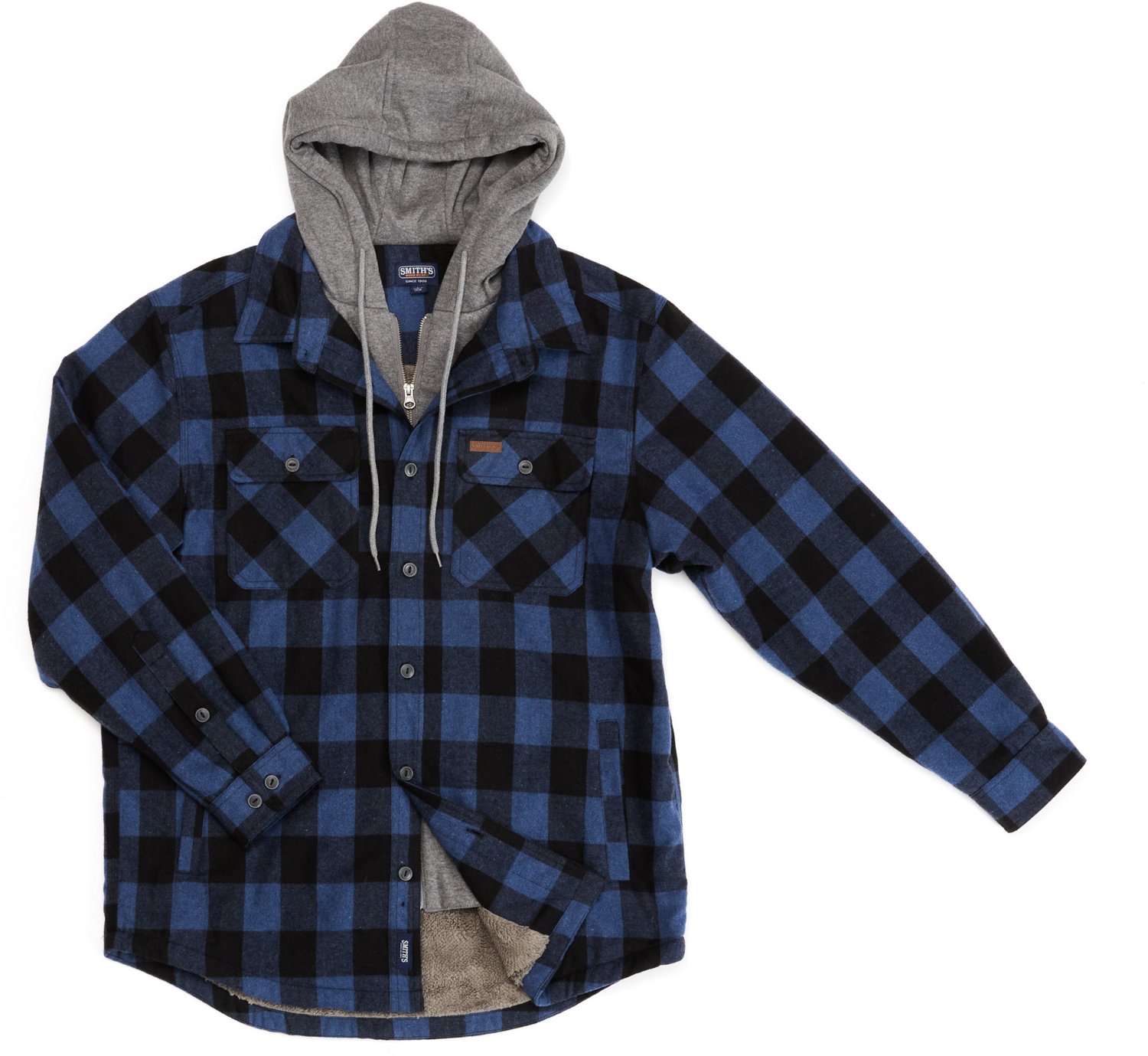 Smith's Workwear Men's Sherpa Lined Flannel Hooded Shirt Jacket                                                                  - view number 6
