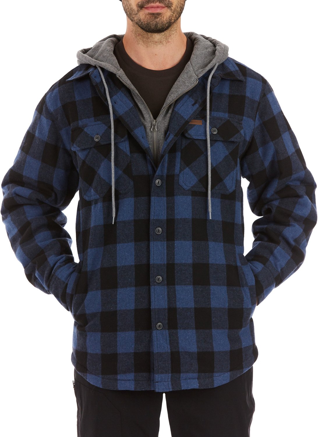 Smith's Workwear Men's Sherpa Lined Flannel Hooded Shirt Jacket