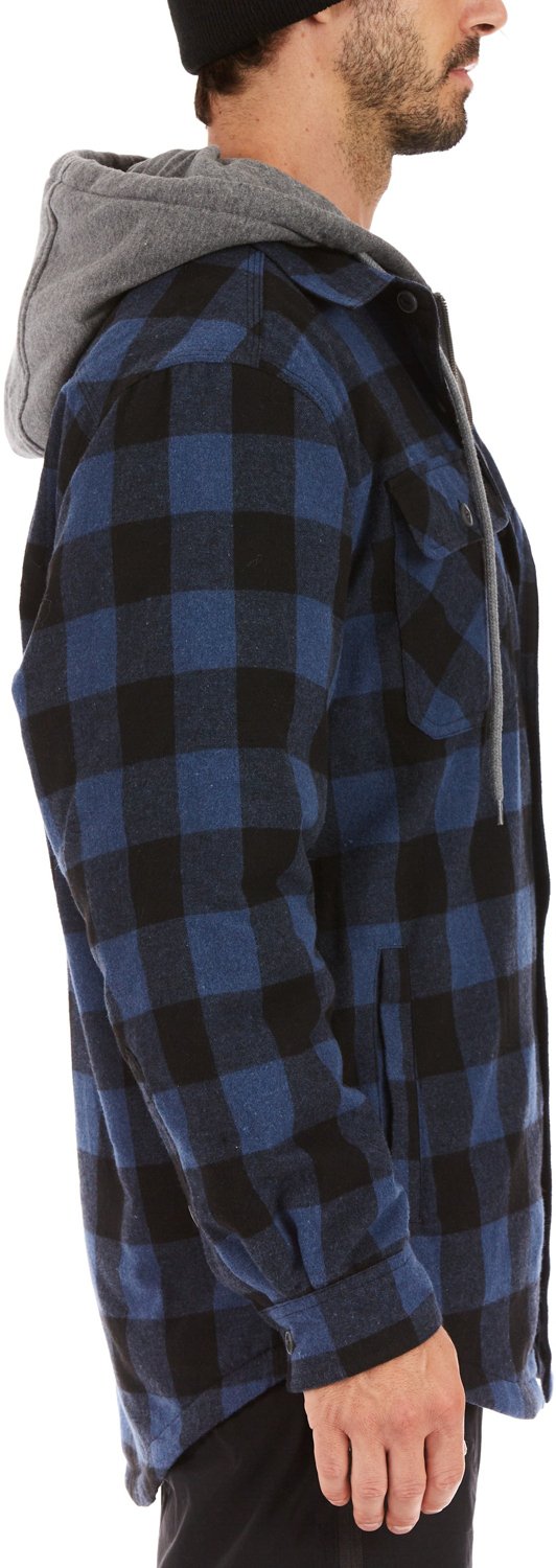 Smith's Workwear Men's Sherpa Lined Flannel Hooded Shirt Jacket                                                                  - view number 3