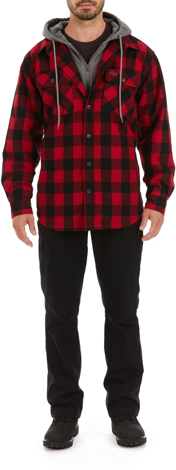 Smith's Workwear Men's Sherpa Lined Flannel Hooded Shirt Jacket Academy