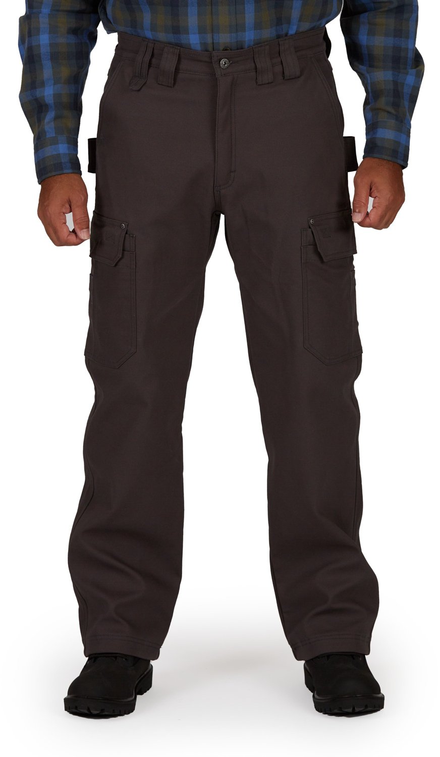 Smith's Workwear Men's Bonded Fleece Lined Work-Stretch Duck Canvas Utility Cargo Pants
