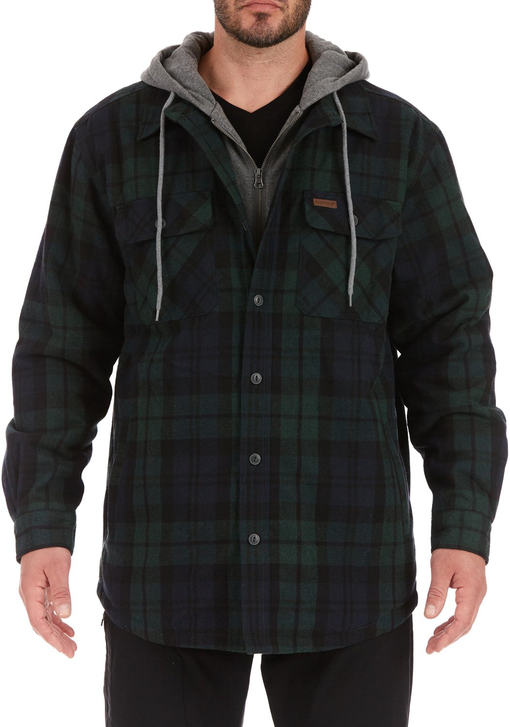 Smith's Workwear Men's Sherpa Lined Flannel Hooded Shirt Jacket Academy