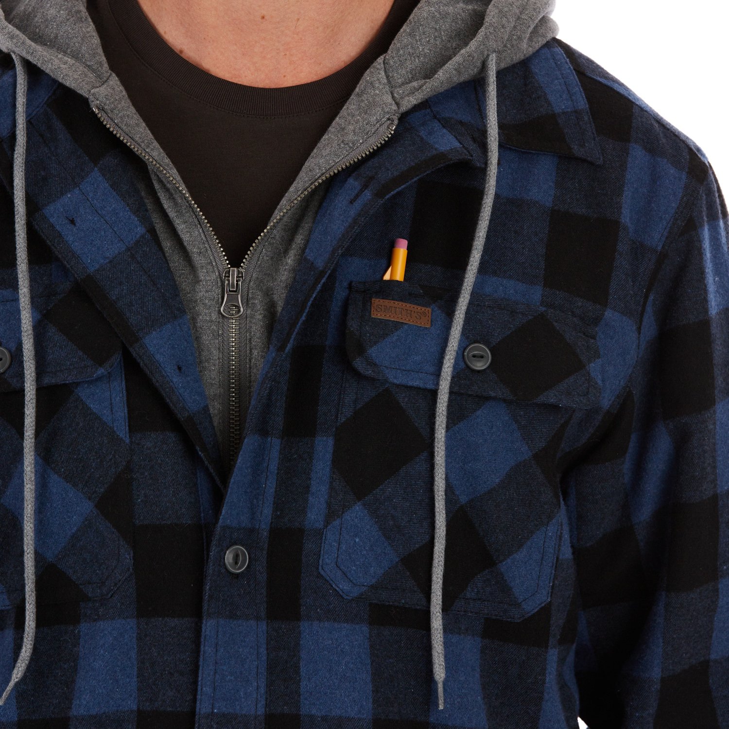 Smith's Workwear Men's Sherpa Lined Flannel Hooded Shirt Jacket                                                                  - view number 4