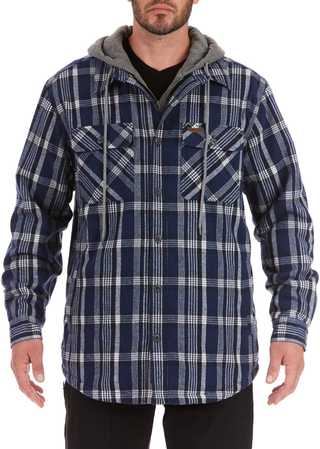 Smith's Workwear Men's Sherpa Lined Flannel Hooded Shirt Jacket