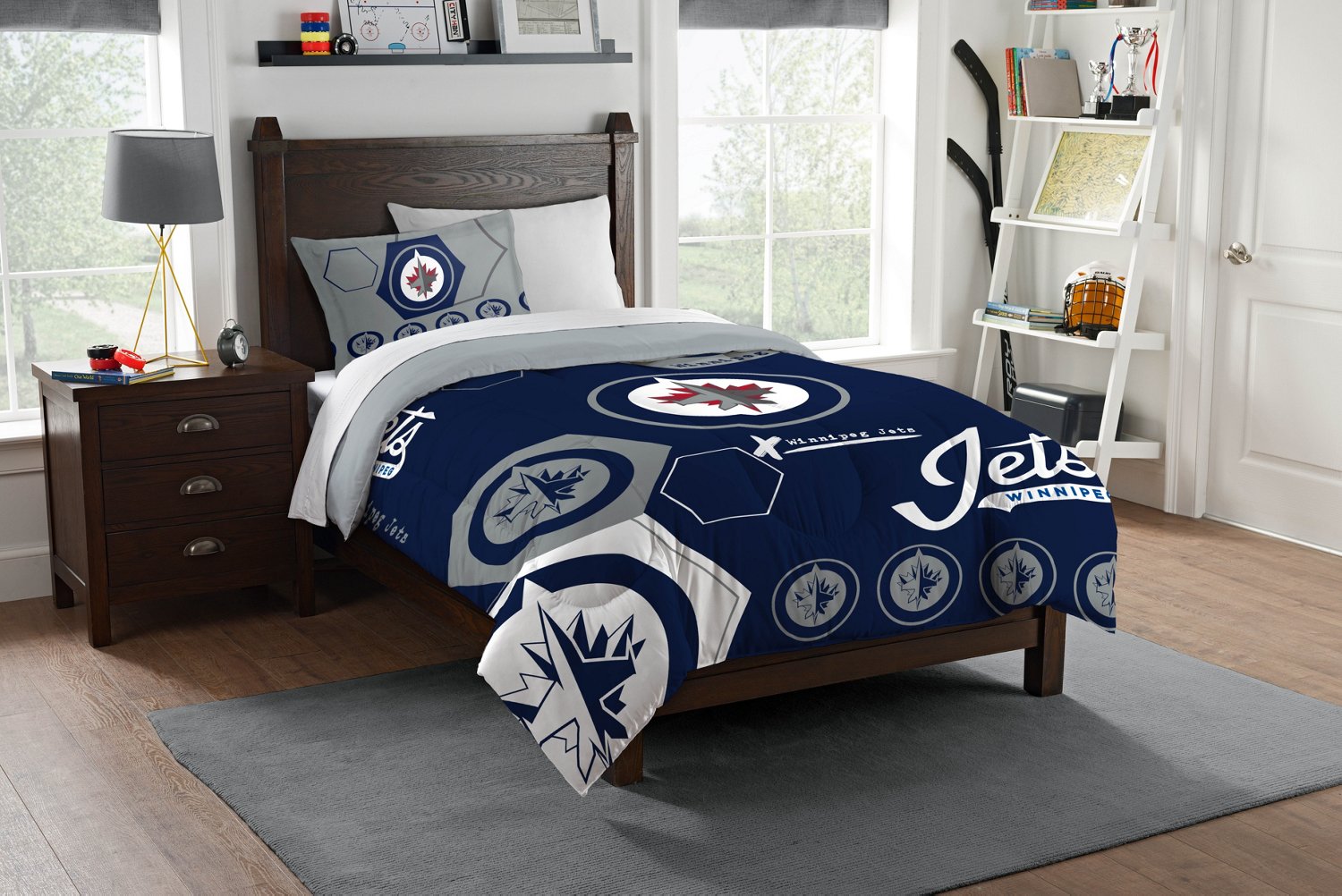 The Northwest Company Winnipeg Jets Hexagon Twin Comforter and Sham Set