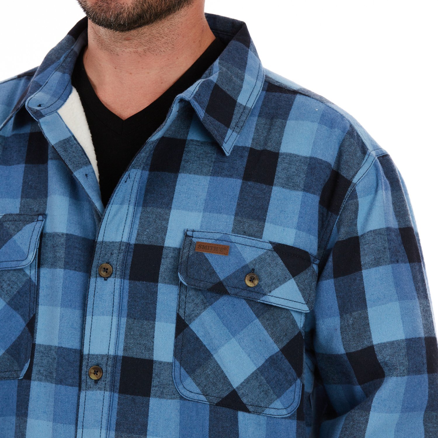 Smith's Workwear Men's Sherpa Lined Flannel Shirt Jacket - view number 4