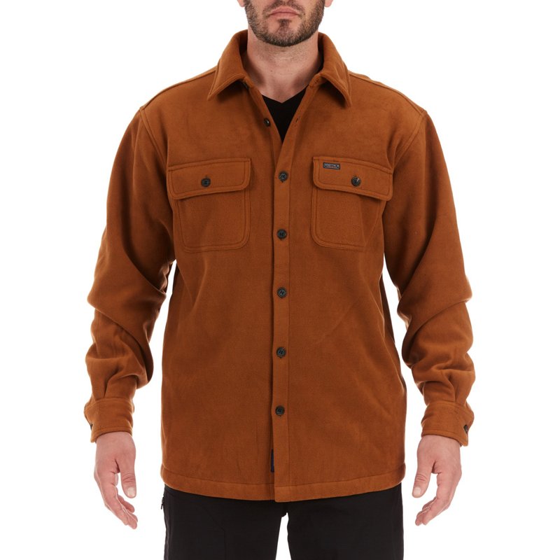 Smith's Workwear Men's Sherpa Lined Fleece Shirt Jacket Light Brown, Medium - Men's Work Jackets at Academy Sports