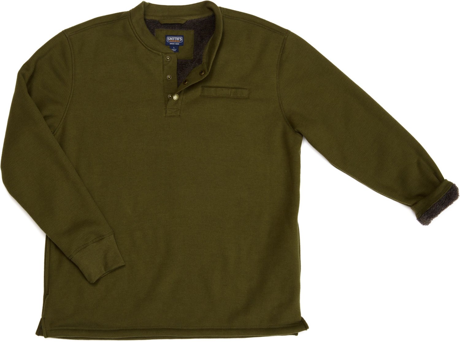 Smith's Workwear Men's Sherpa Bonded Thermal Henley Pullover